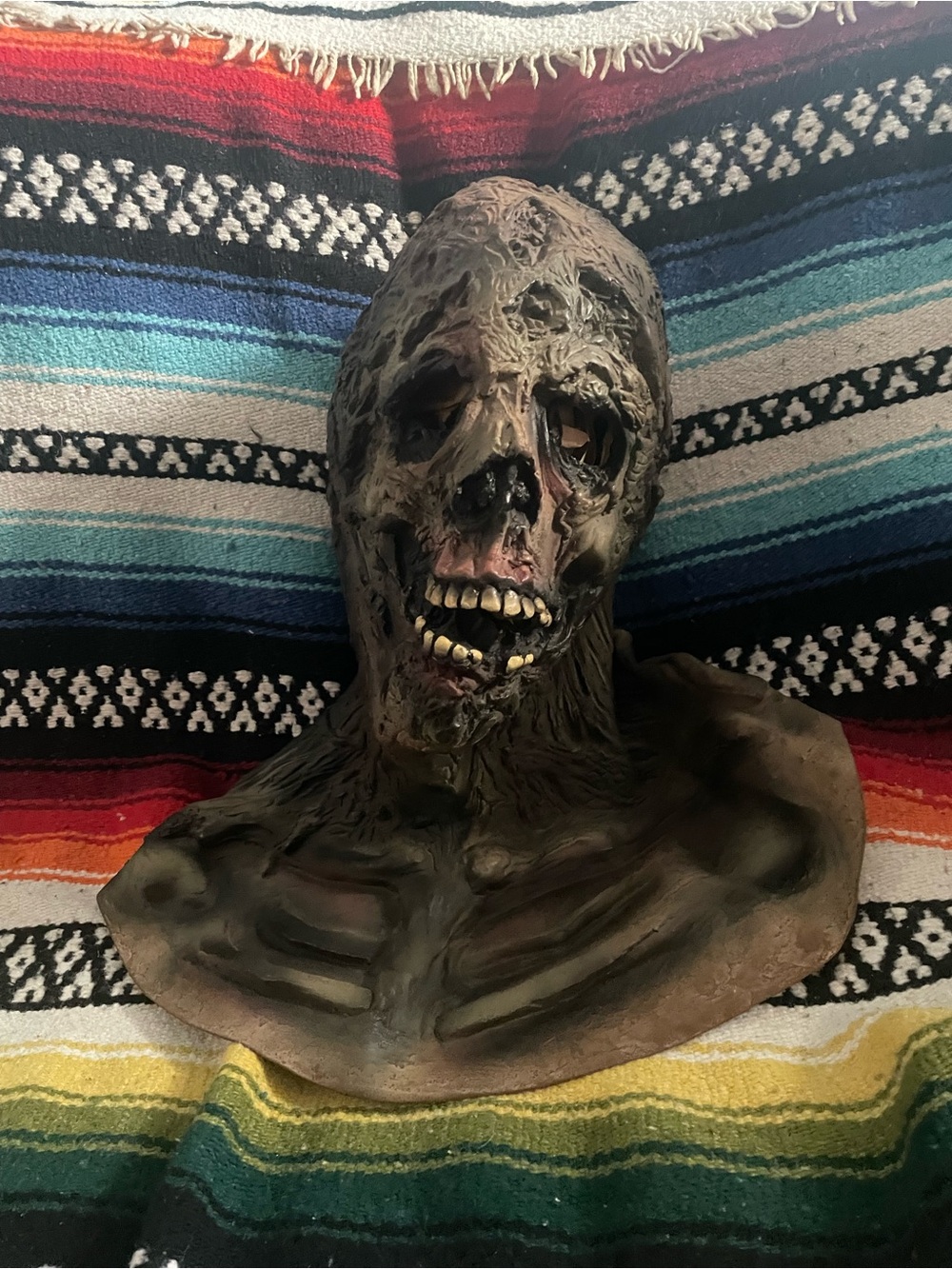 Distressed Brown Zombie Bust mask
